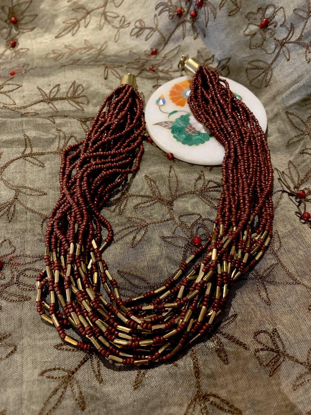Maroon Gold necklace - SHIVKA