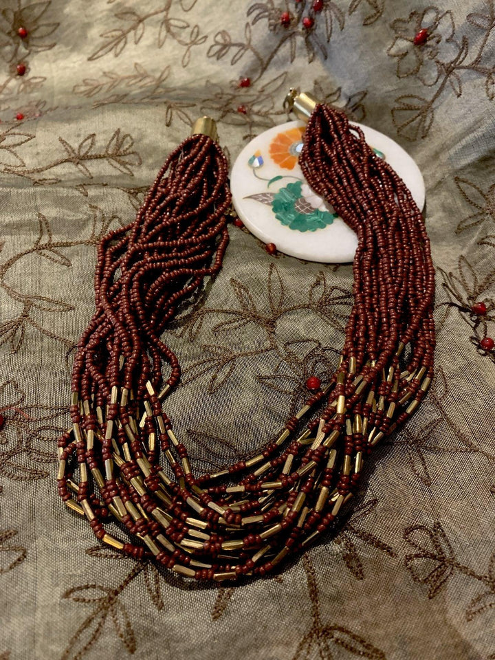 Maroon Gold necklace - SHIVKA